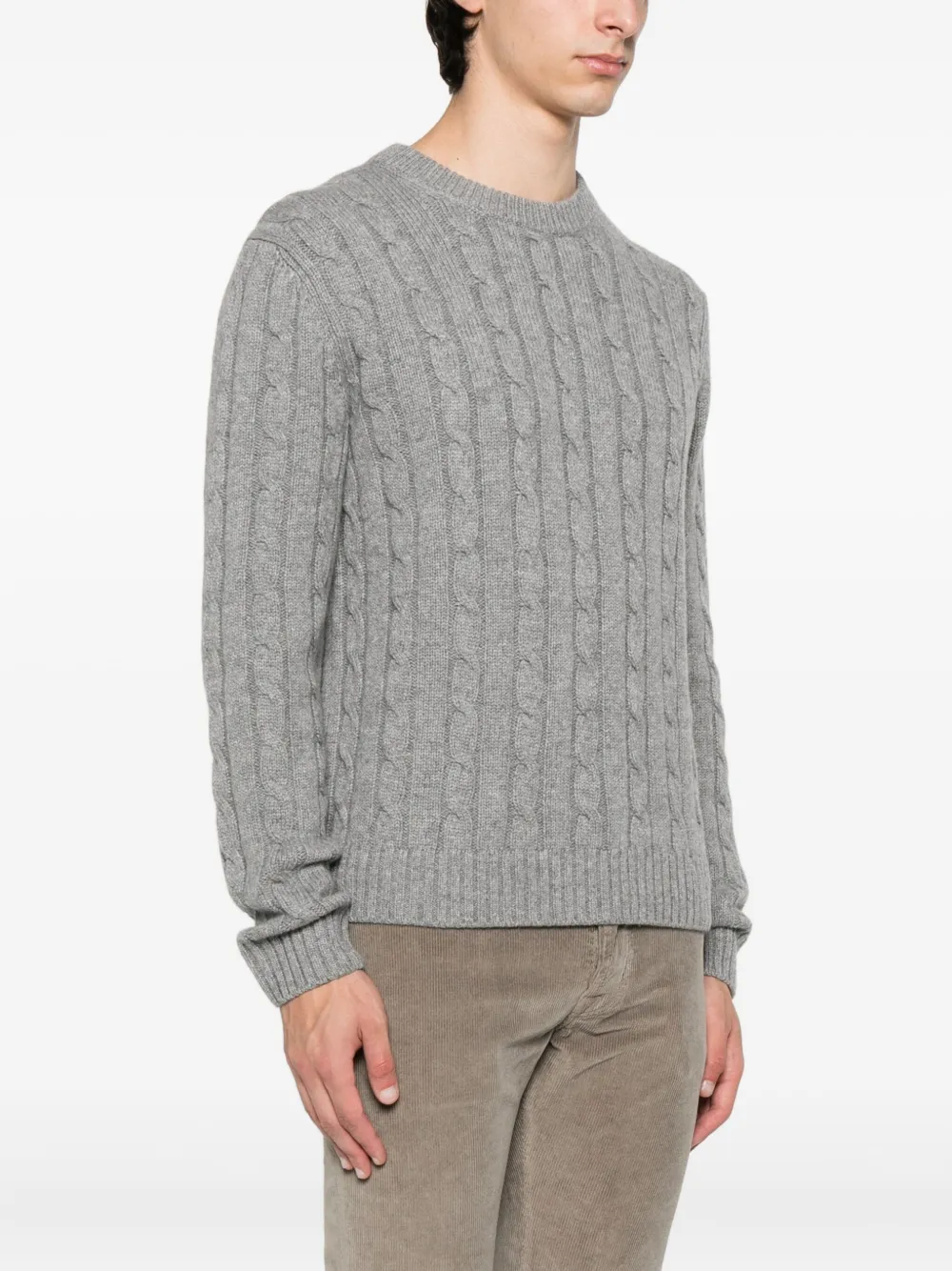 Prada cable-knit crew-neck sweater Grijs