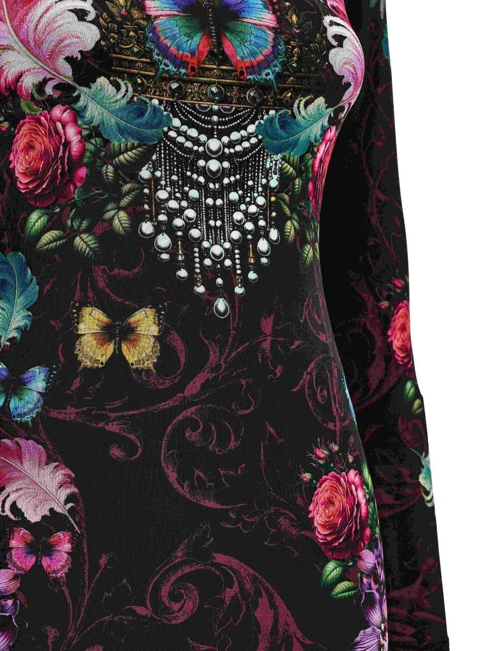 Versace Jeans Couture Floral-butterfly Print Midi Dress In Multi