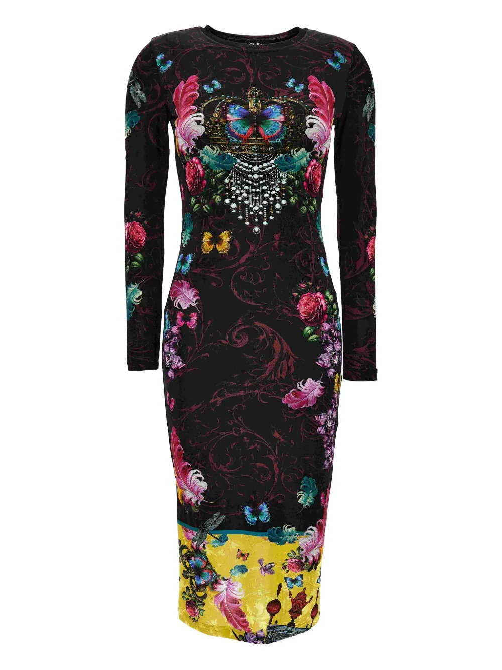 Versace Jeans Couture Midi-jurk met bloemenvlinderprint - Zwart