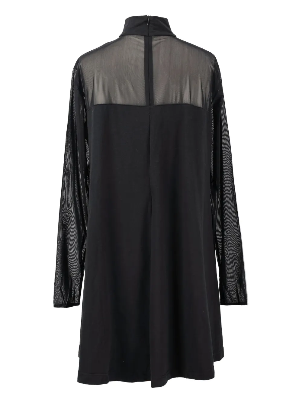 Vintage Pre-owned organza jurk met hoge kraag - Zwart