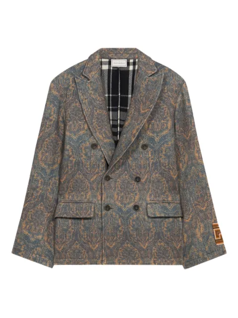 Pierre-Louis Mascia Cakesc14 damask-pattern double-breasted blazer