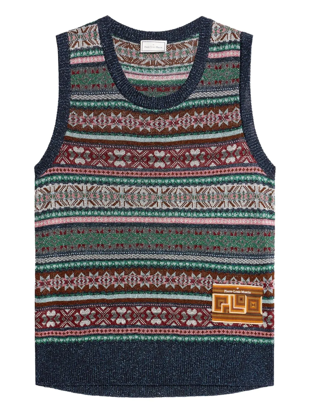Pierre-Louis Mascia Tricot geometric-pattern vest Blauw