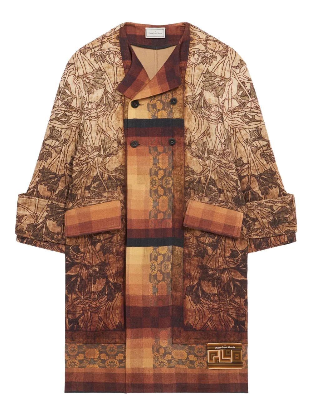 Pierre-Louis Mascia Pancake printed wool coat Beige