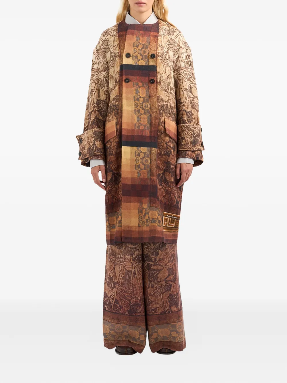 Pierre-Louis Mascia Pancake printed wool coat Beige