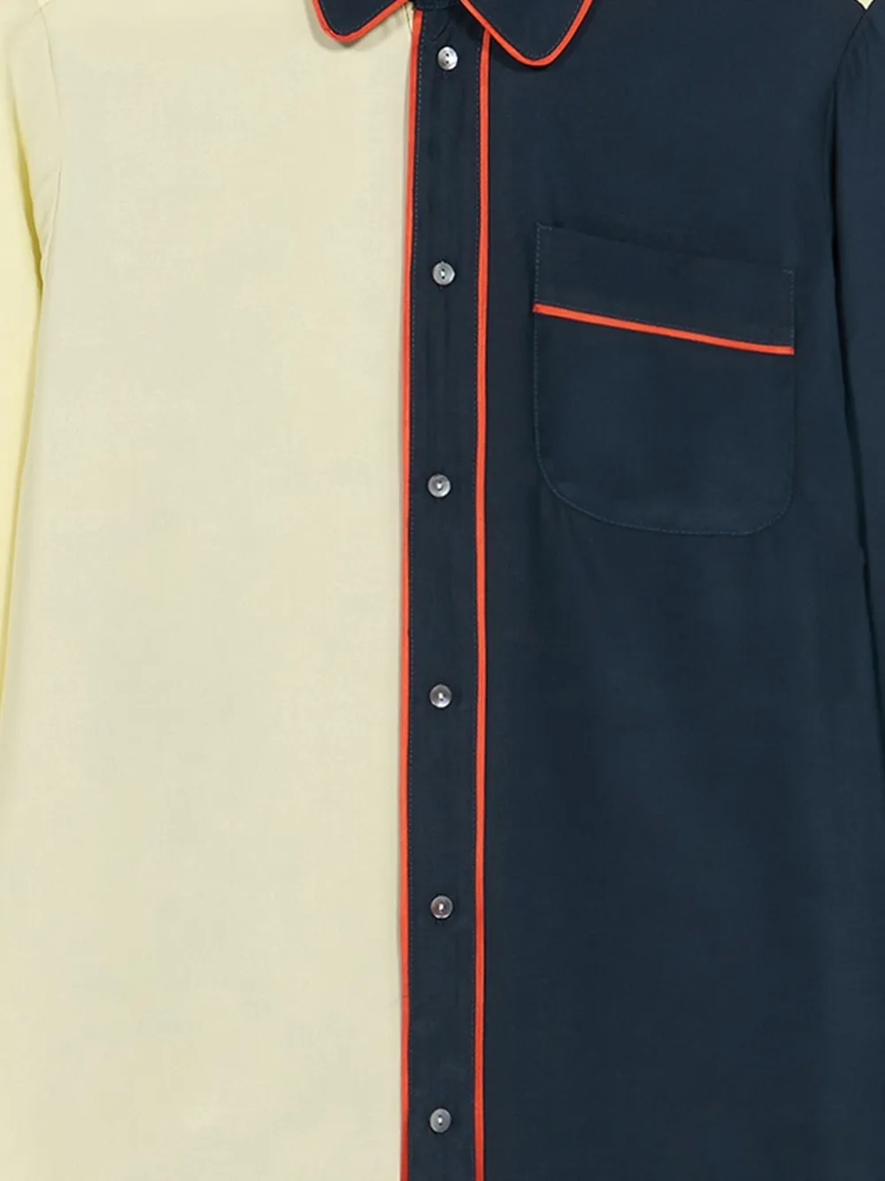 Pierre-Louis Mascia two-tone piped shirt Blauw