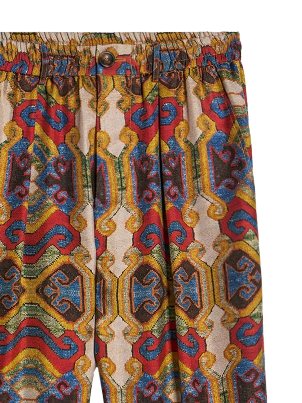 Pierre-Louis Mascia Fancy geometric-pattern silk trousers Geel