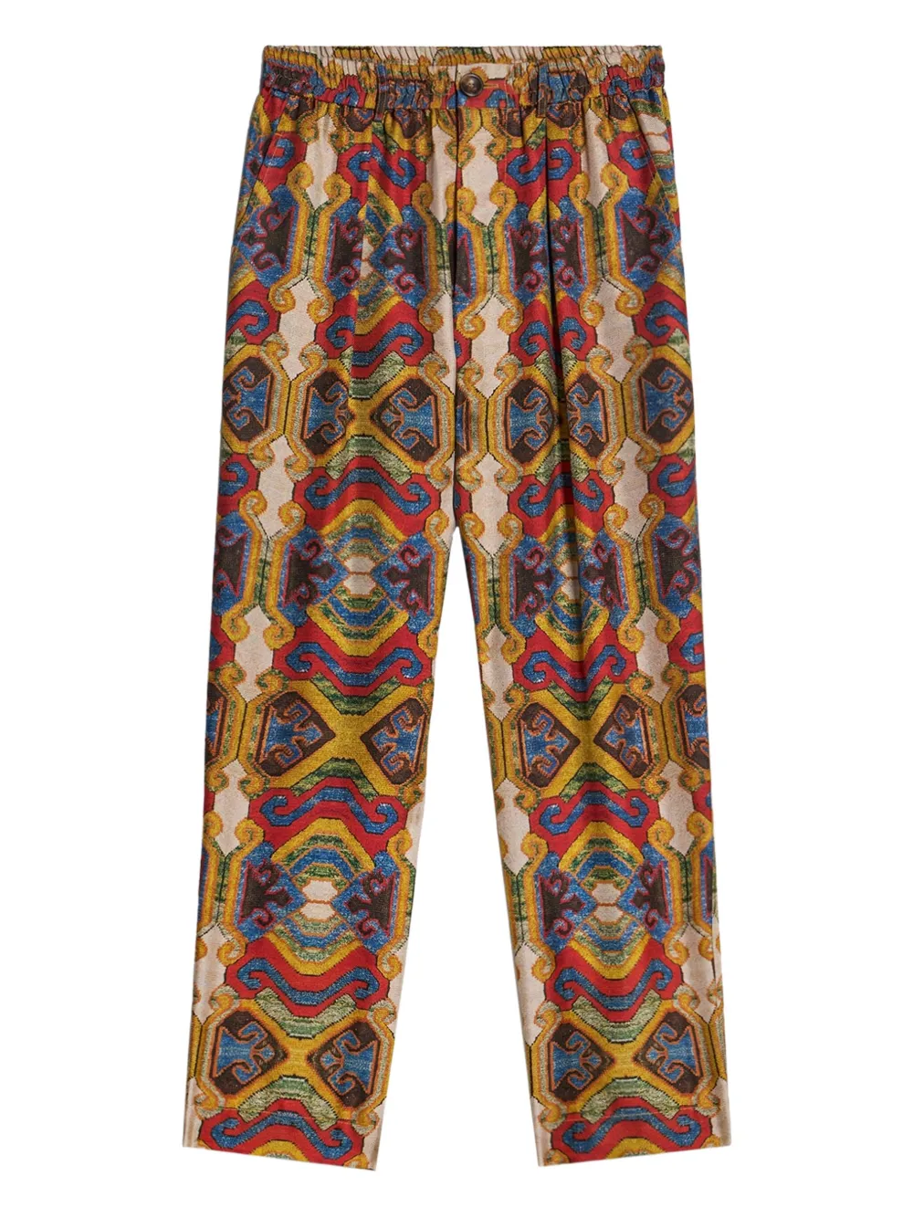 Pierre-Louis Mascia Fancy geometric-pattern silk trousers Geel