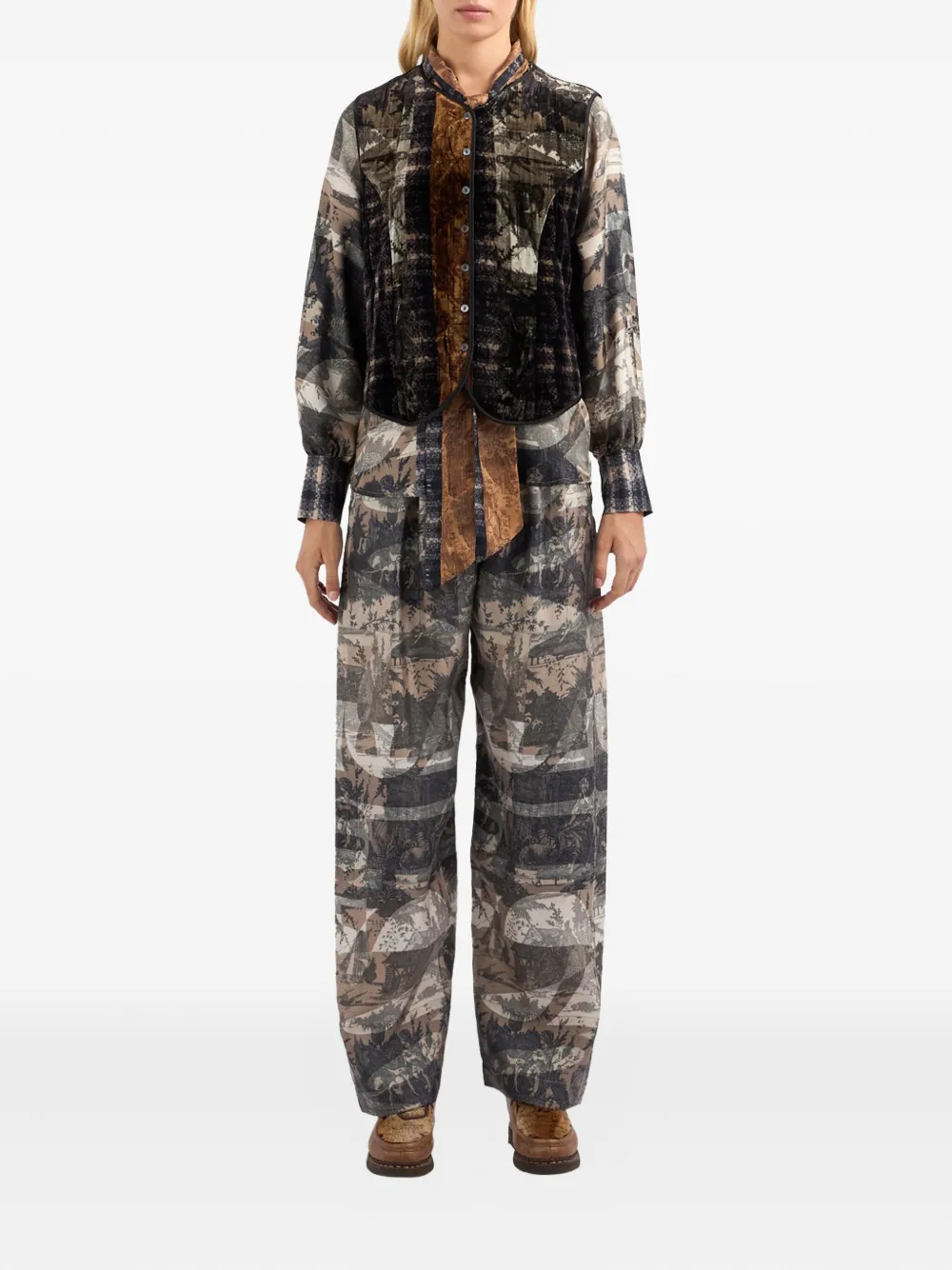 Pierre-Louis Mascia patchwork waistcoat Bruin