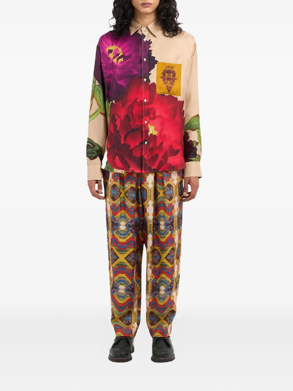 Pierre-Louis Mascia peony-print pocket shirt Rood
