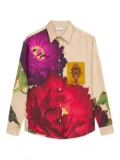 Pierre-Louis Mascia peony-print pocket shirt - Red