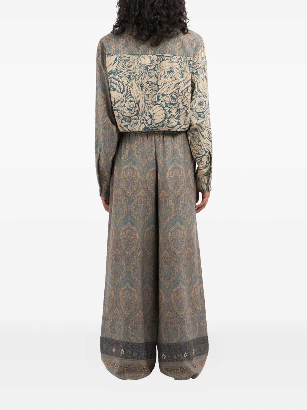 Pierre-Louis Mascia K20164 damask-print trousers Blauw