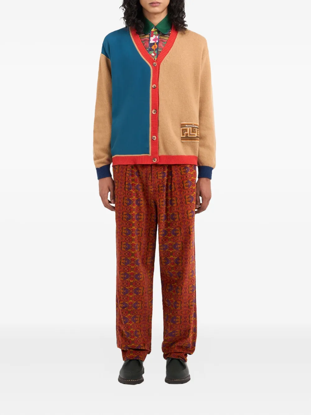 Pierre-Louis Mascia colour-block panelled cardigan Beige