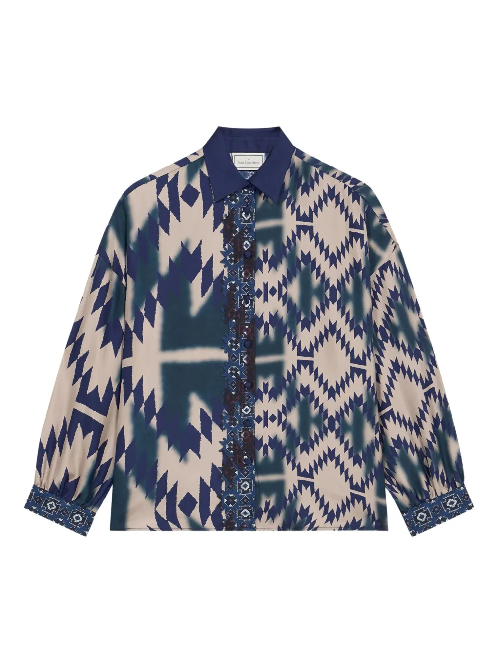 Pierre-Louis Mascia CIALDA geometric-print long-sleeve shirt Blauw