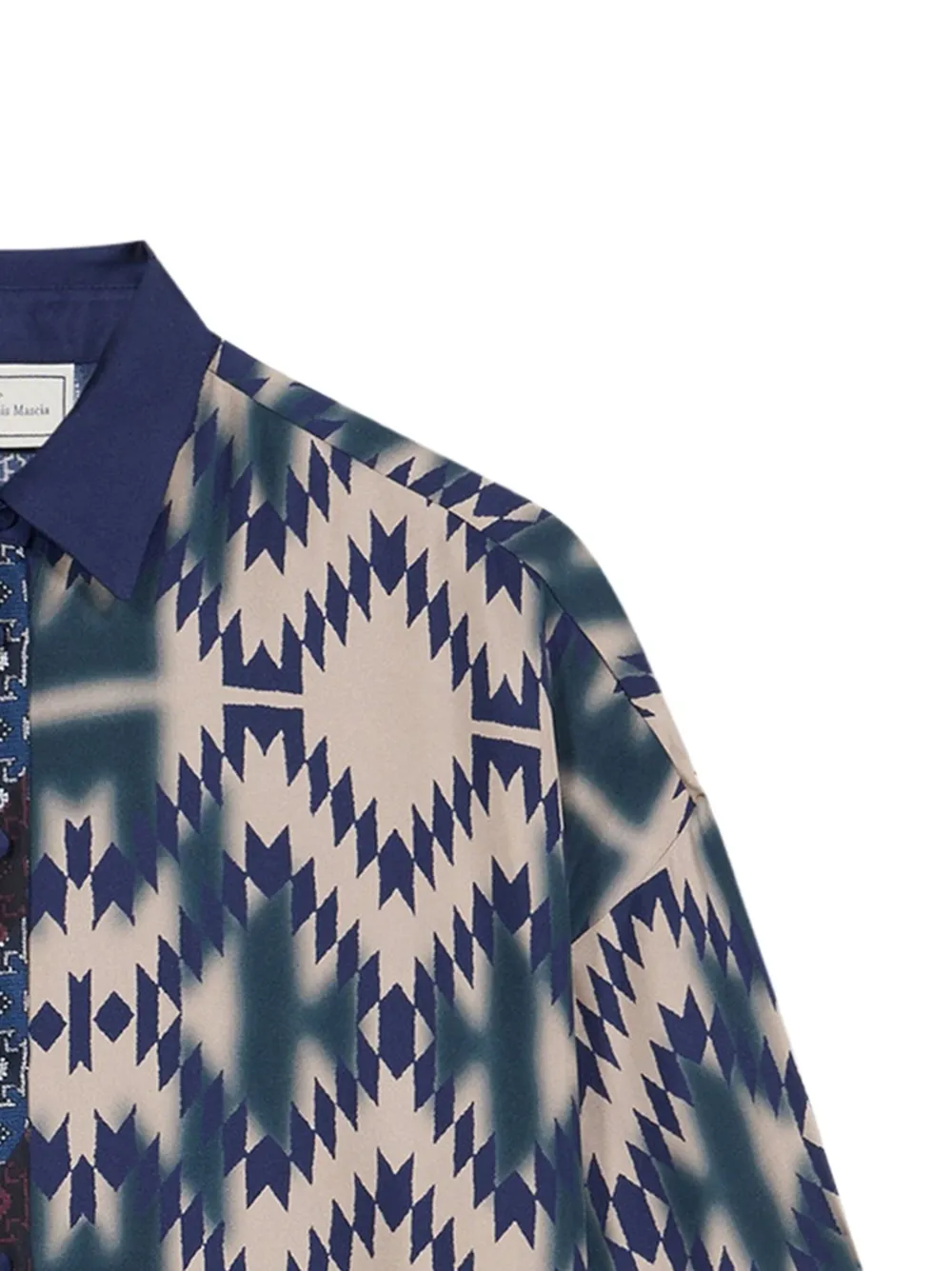 Pierre-Louis Mascia CIALDA geometric-print long-sleeve shirt Blauw