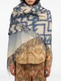 Pierre-Louis Mascia geometric-pattern fringed scarf - Blue