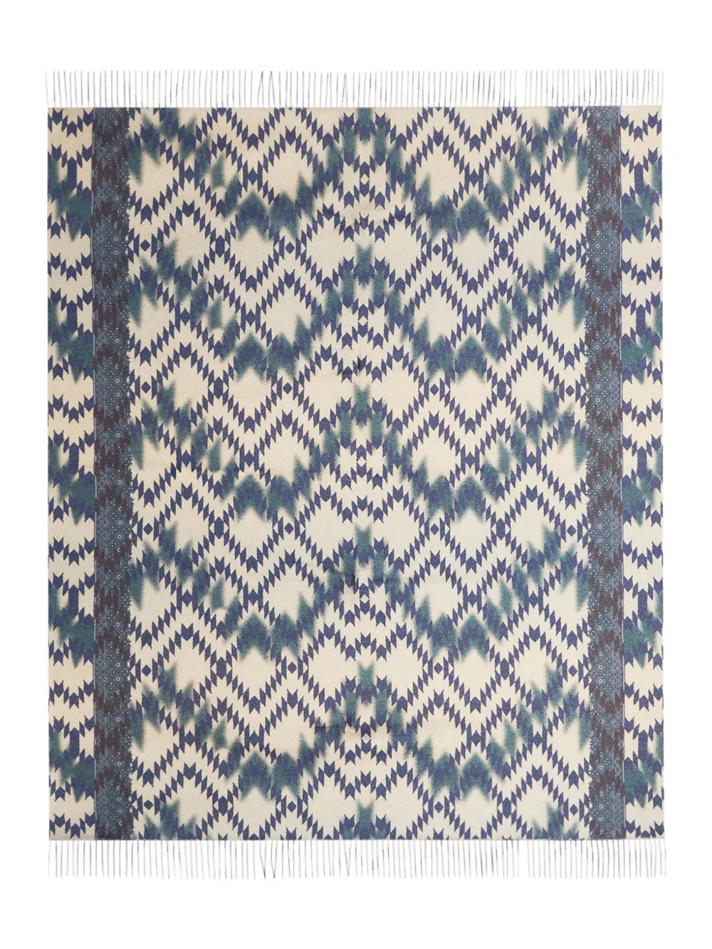 Pierre-Louis Mascia geometric-pattern fringed scarf Blauw