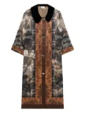 Pierre-Louis Mascia printed velvet-collared coat - Neutrals