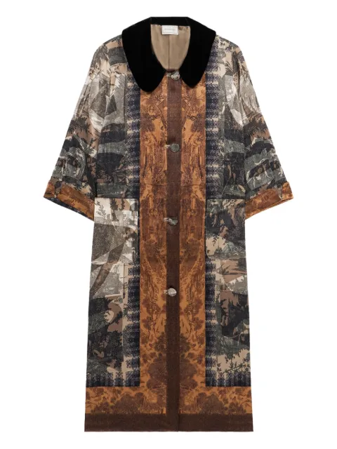 Pierre-Louis Mascia printed velvet-collared coat