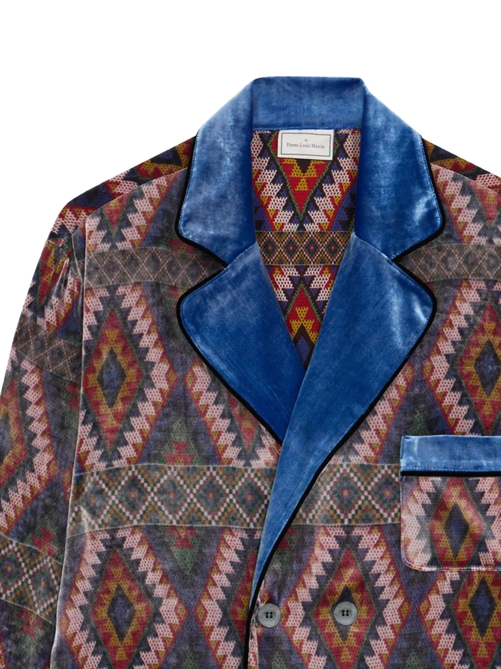 Pierre-Louis Mascia Kanpur geometric-pattern velvet blazer Grijs