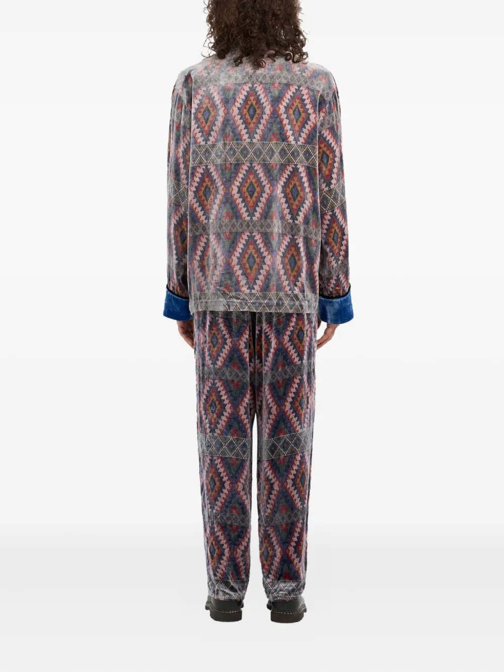 Pierre-Louis Mascia Kanpur geometric-pattern velvet blazer Grijs
