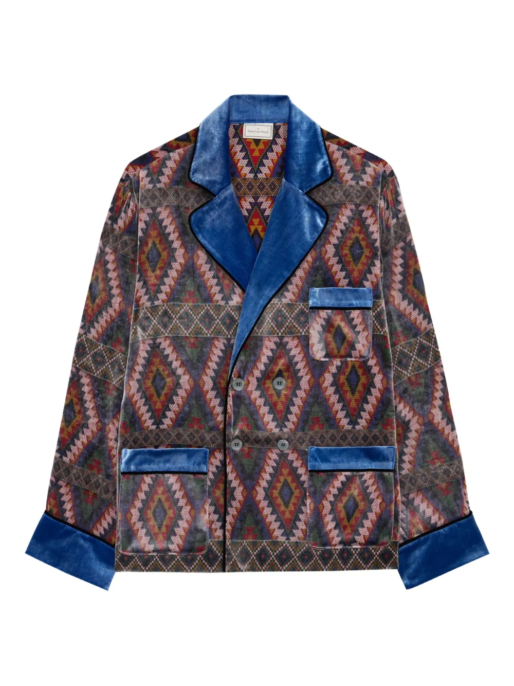 Pierre-Louis Mascia Kanpur geometric-pattern velvet blazer Grijs