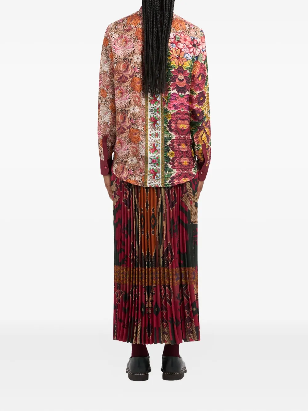 Pierre-Louis Mascia floral-patchwork shirt Roze
