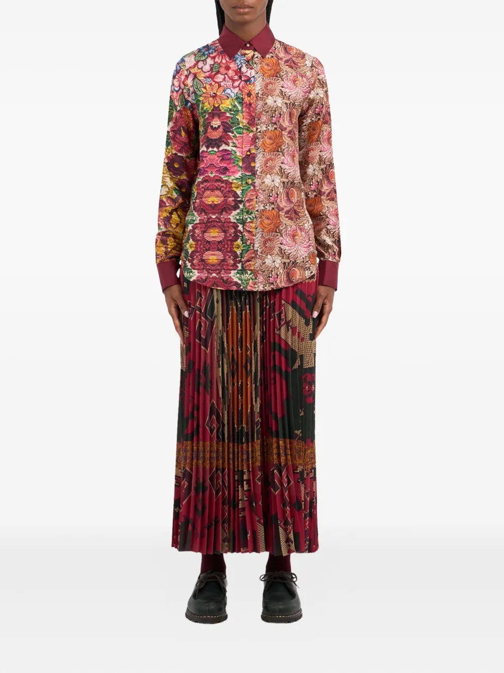 Pierre-Louis Mascia floral-patchwork shirt Roze