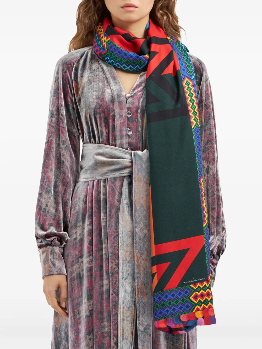Pierre-Louis Mascia geometric-pattern scarf Groen