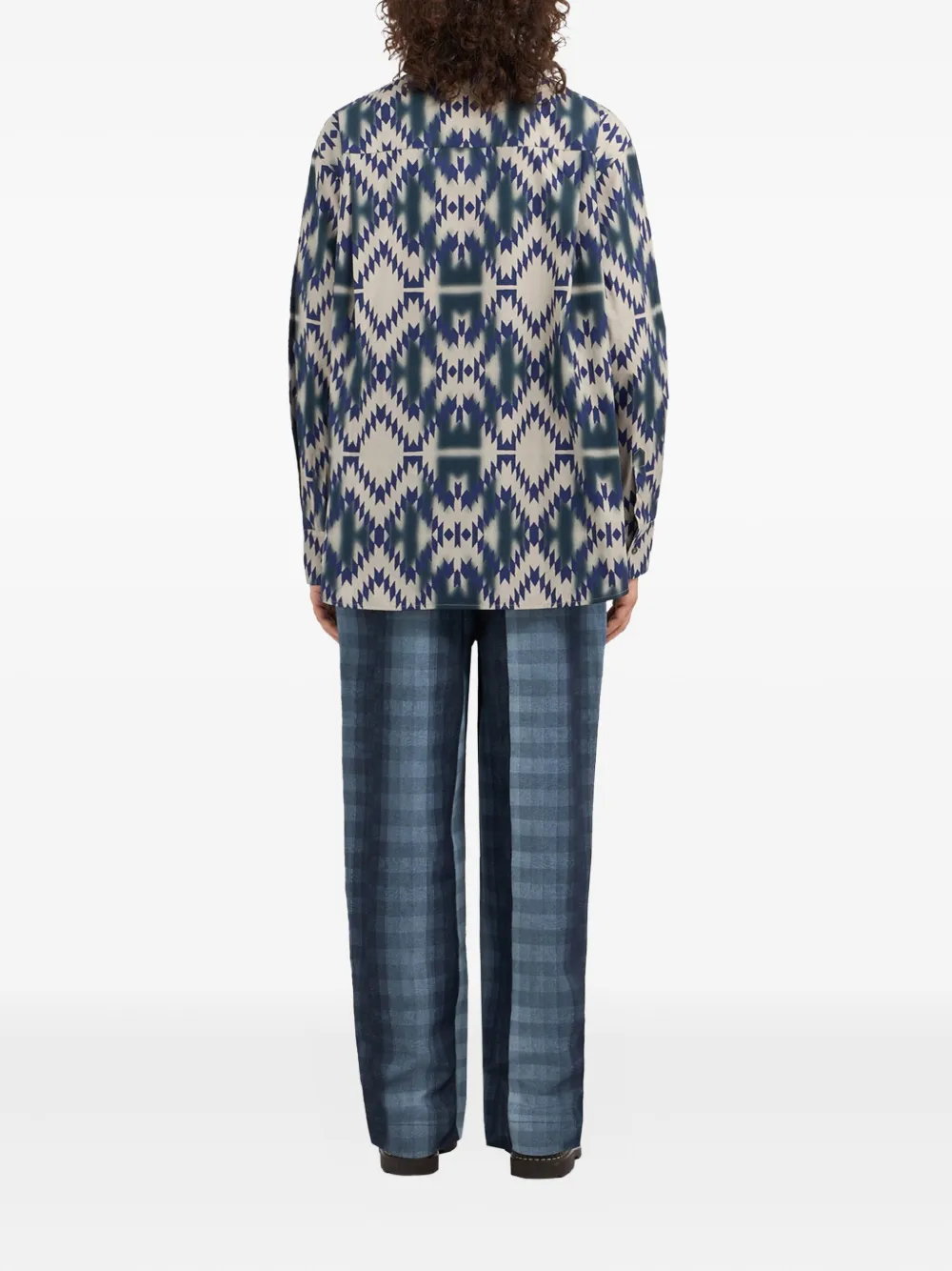Pierre-Louis Mascia Teslabio geometric-print shirt Blauw