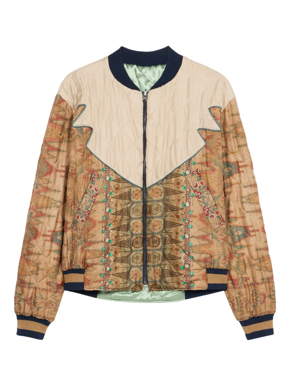 Pierre-Louis Mascia Adana quilted embellished bomber jacket Beige