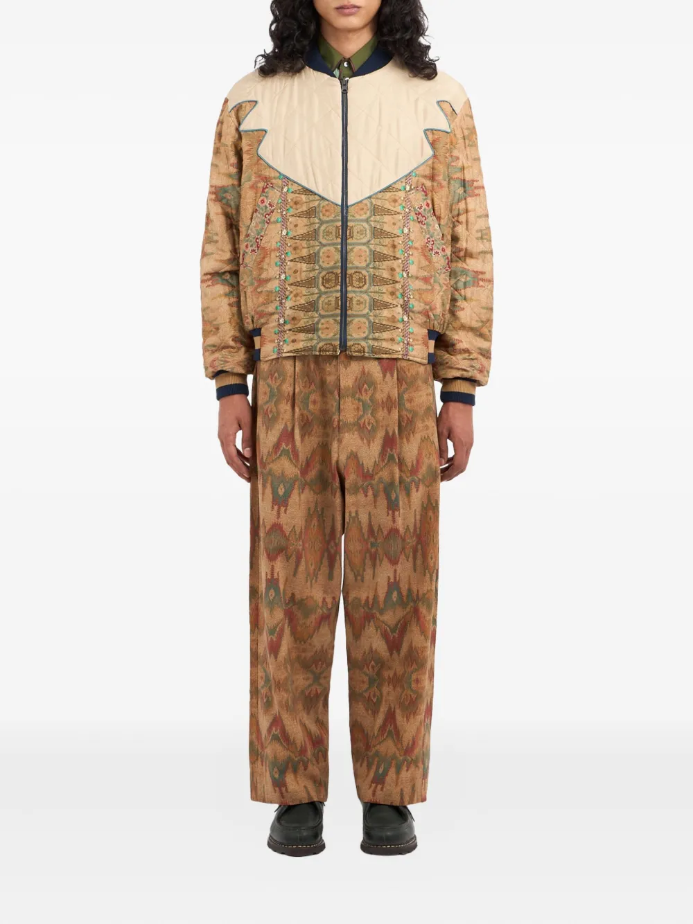 Pierre-Louis Mascia Adana quilted embellished bomber jacket Beige