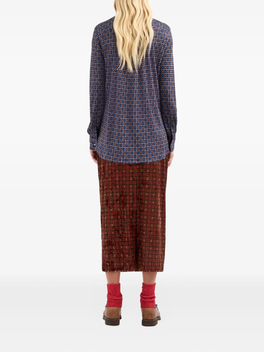Pierre-Louis Mascia geometric-pattern shirt Blauw