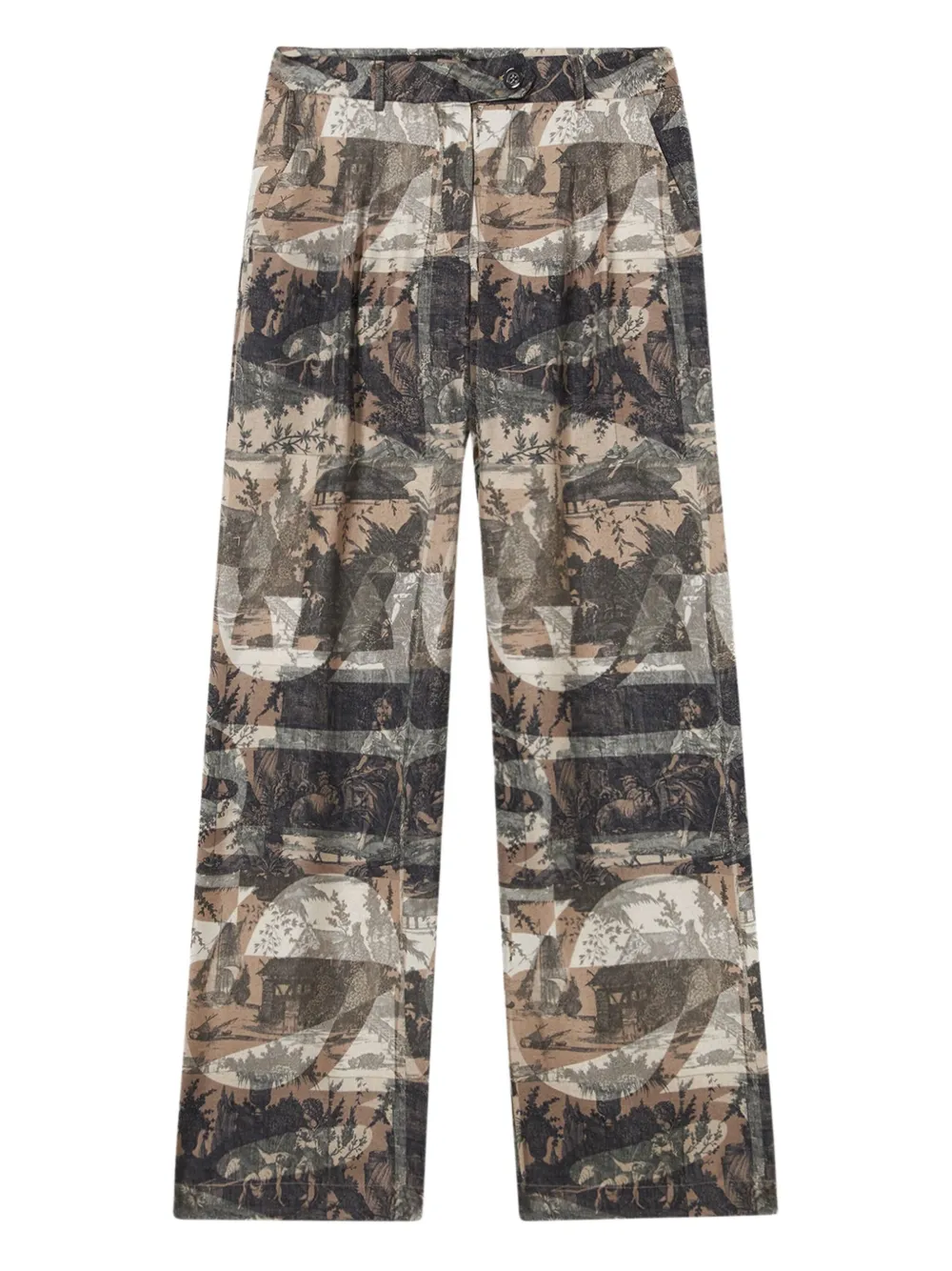 Pierre-Louis Mascia Cialda silk printed trousers Grijs