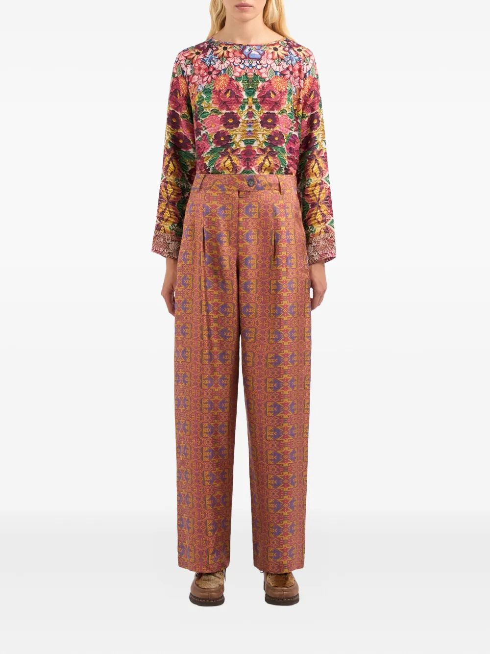 Pierre-Louis Mascia Cialda geometric-pattern trousers Oranje