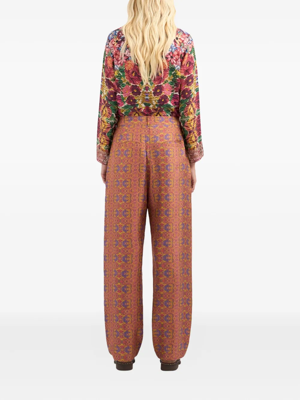 Pierre-Louis Mascia Cialda geometric-pattern trousers Oranje