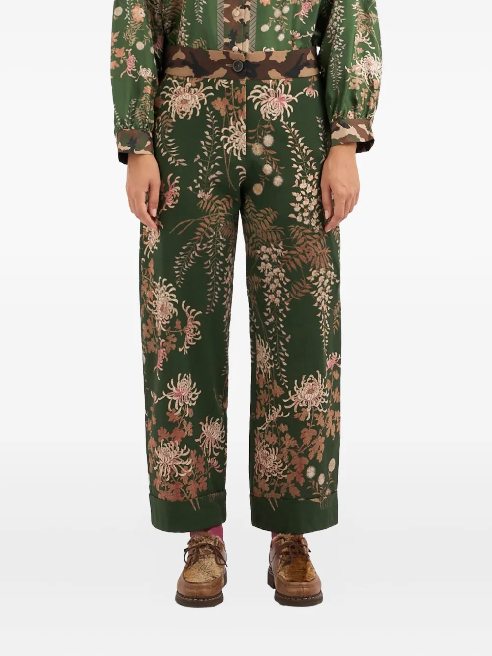Pierre-Louis Mascia Dylan floral-print camouflage-waist trousers Groen