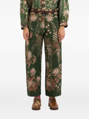パンツ PIERRE LOUIS MASCIA Women Straight Pants ADASTRGUMS PT12409 Pierre-Louis Mascia Silk Aloe Pants in Navy & Grey Floral