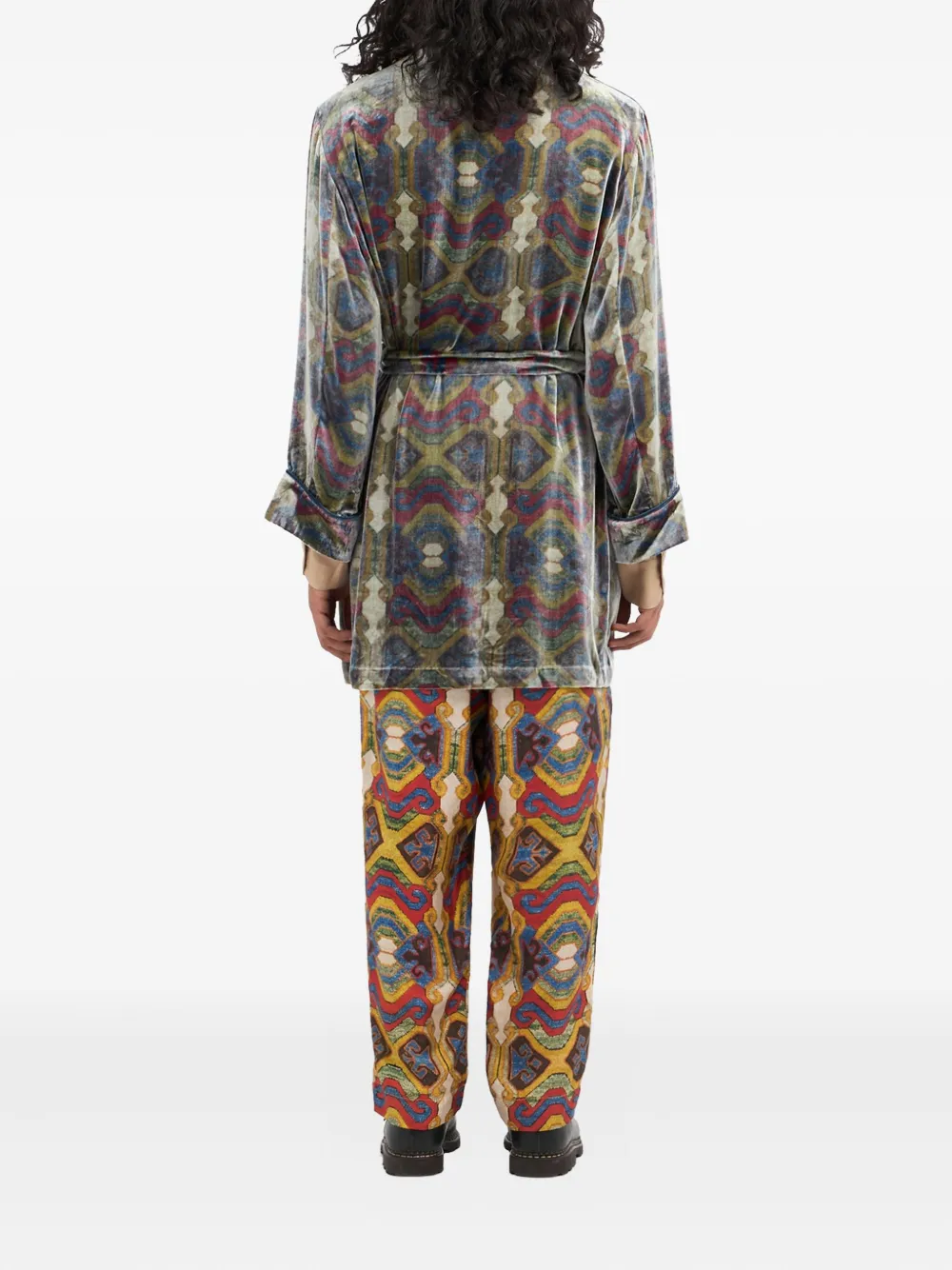 Pierre-Louis Mascia Kanpur patterned velvet coat Groen