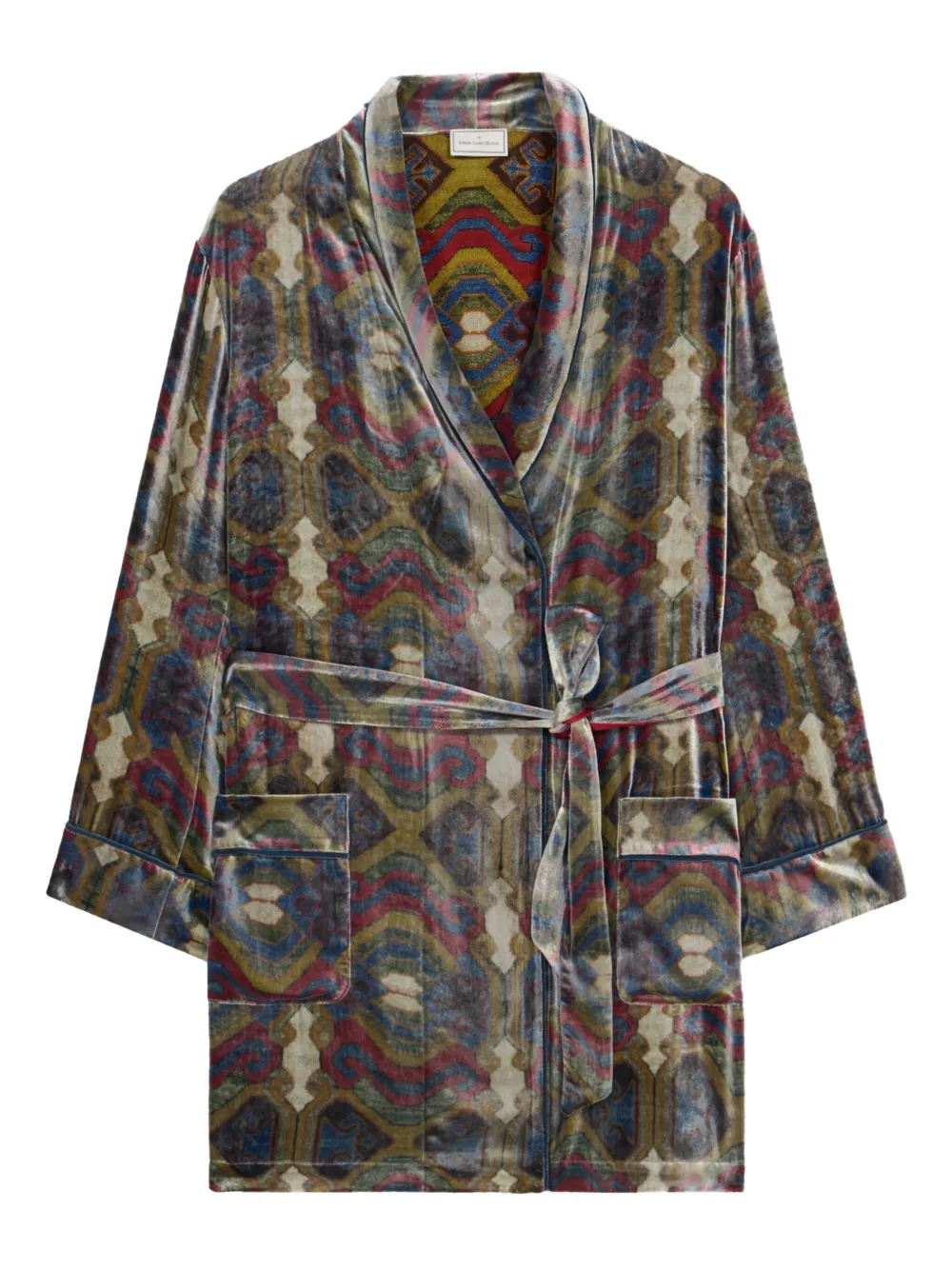 Pierre-Louis Mascia Kanpur patterned velvet coat Groen