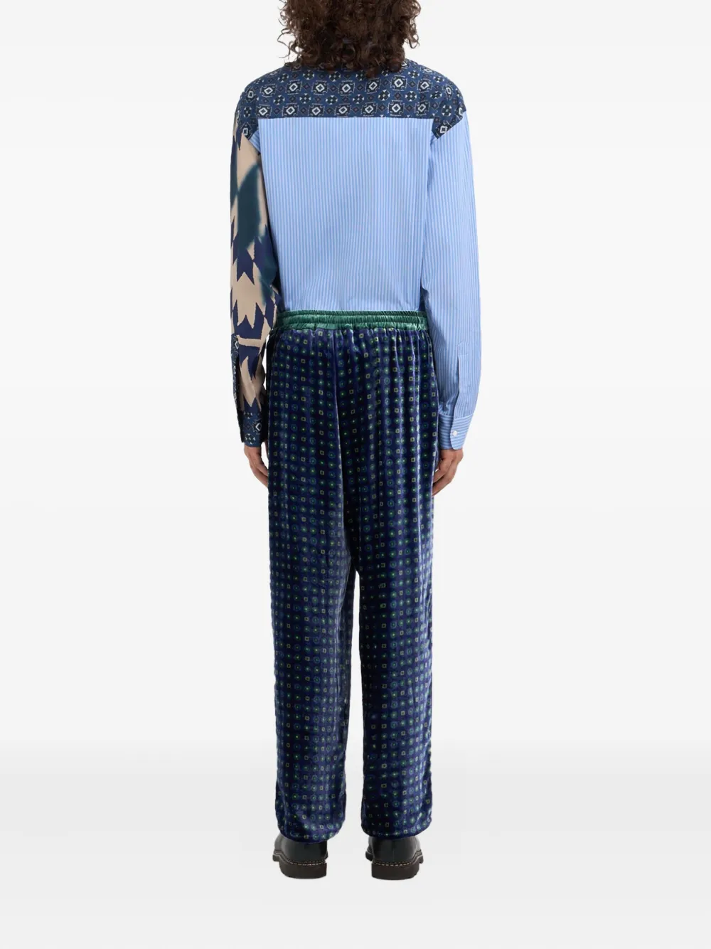 Pierre-Louis Mascia geometric-pattern drawstring trousers Blauw