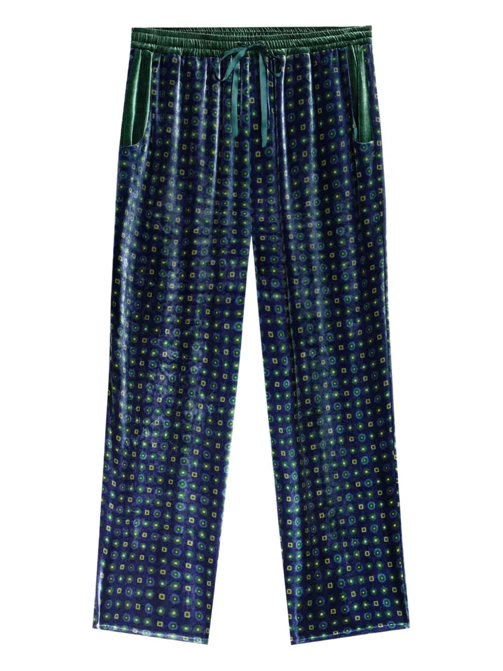 Pierre-Louis Mascia geometric-pattern drawstring trousers Blauw