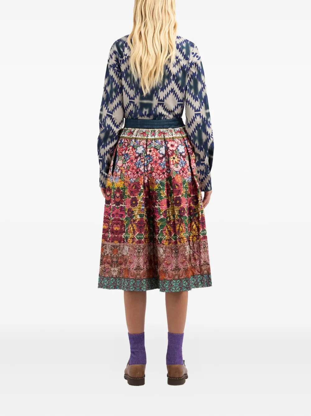 Pierre-Louis Mascia Alosol pleated floral-print midi skirt Rood