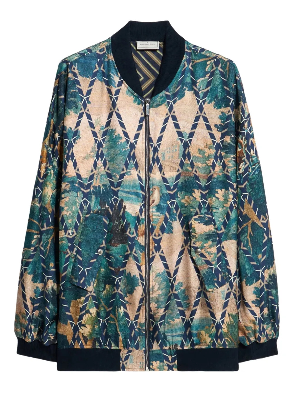 Pierre-Louis Mascia Falson tapestry balloon-sleeve bomber jacket - ブルー Pierre-Louis Mascia Falson tapestry balloon-sleeve bomber jacket - ブルー