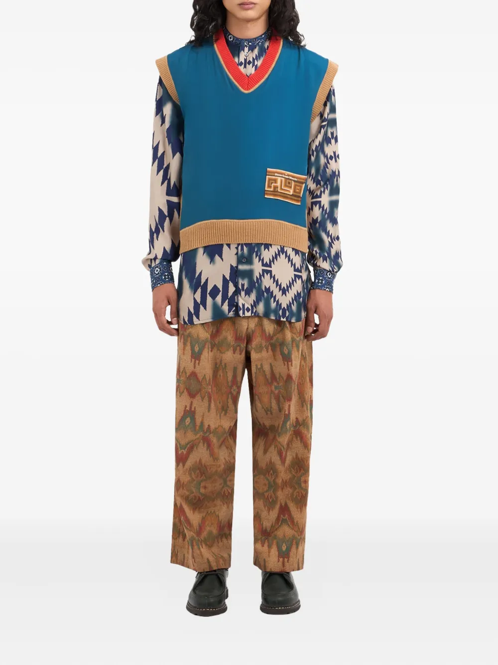 Pierre-Louis Mascia V-neck logo-patch sweater | Knitted Sweaters | Image 2