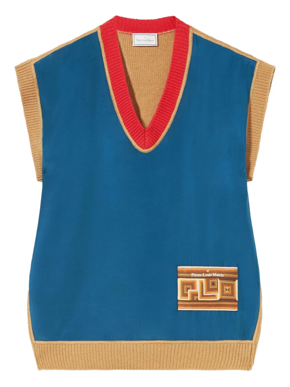 Pierre-Louis Mascia V-neck logo-patch sweater Blauw
