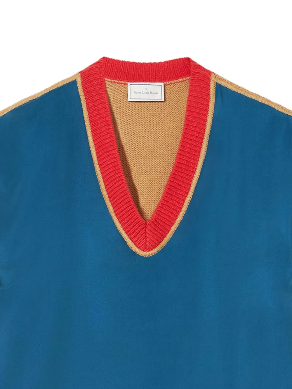 Pierre-Louis Mascia Trui met V-hals en logopatch Blauw