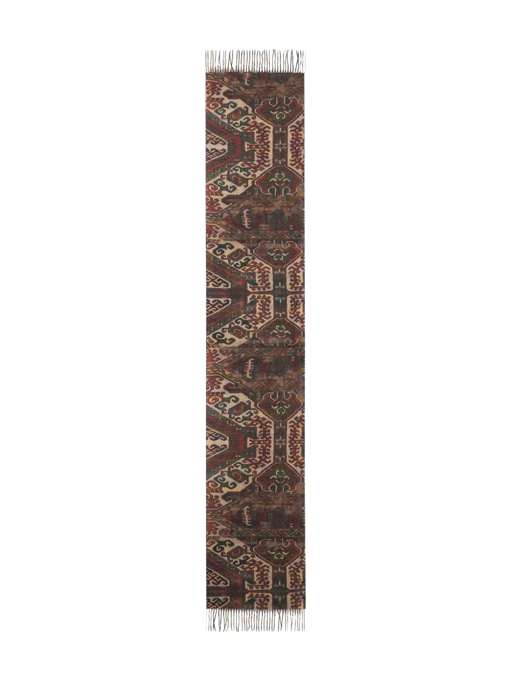Pierre-Louis Mascia geometric-patter fringed-hem scarf Rood
