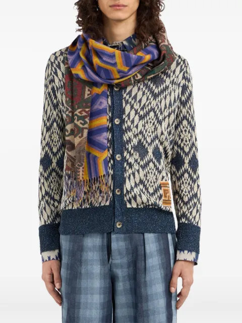 Pierre-Louis Mascia geometric-patter fringed-hem scarf