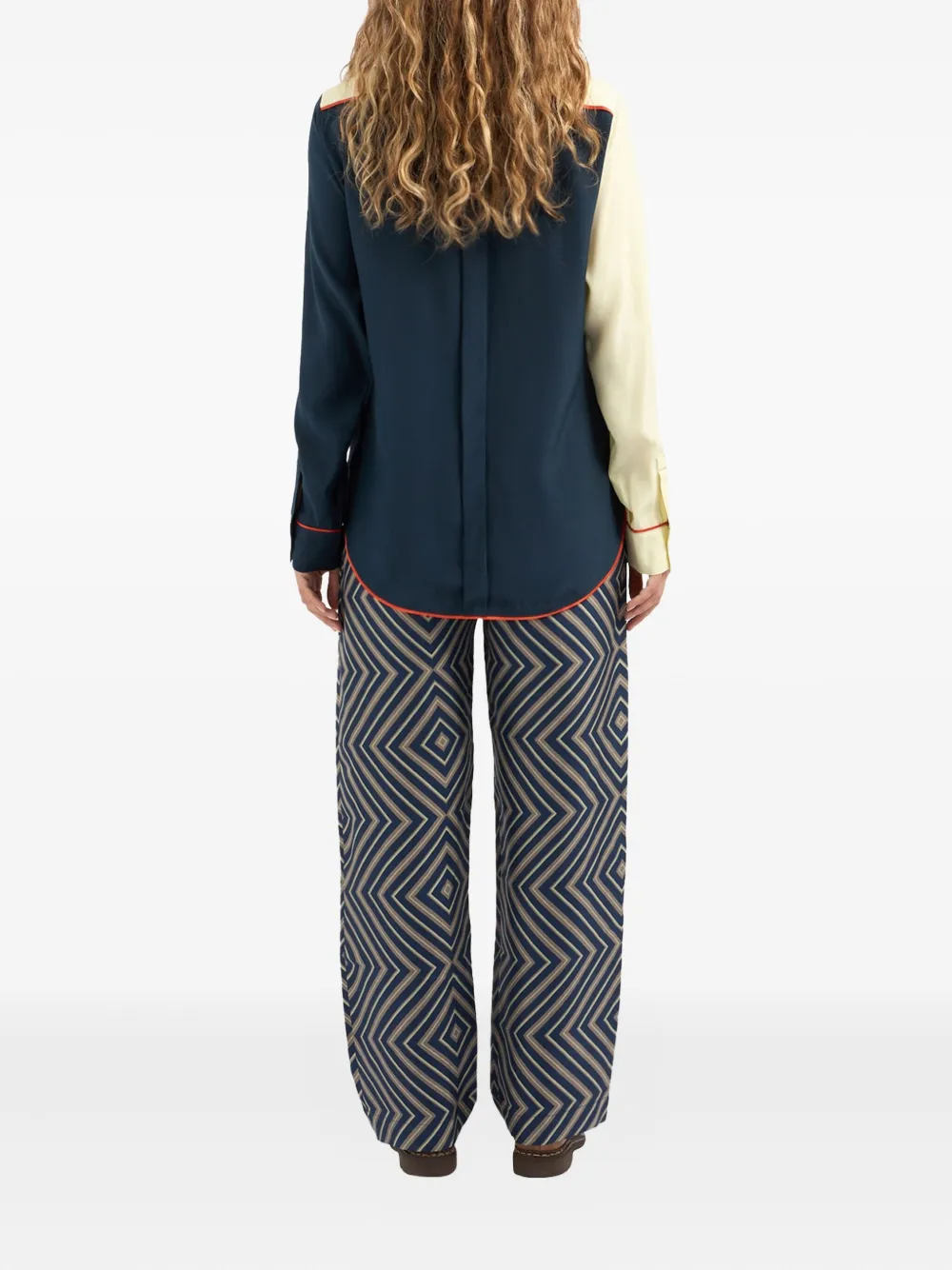 Pierre-Louis Mascia Cialda pleated geometric trousers Blauw