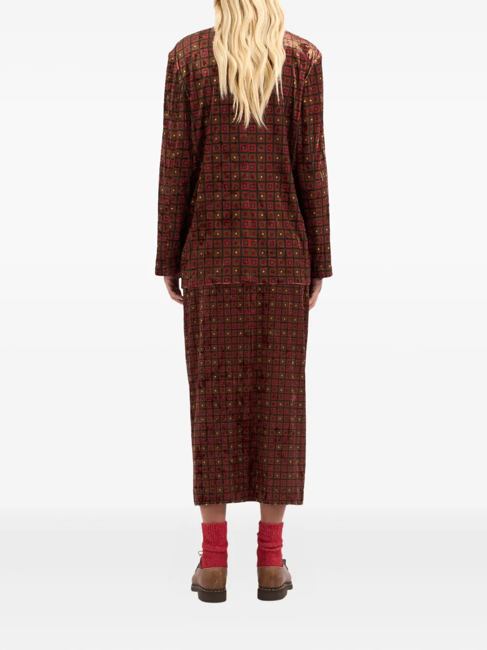 Pierre-Louis Mascia geometric-pattern velvet blazer Bruin